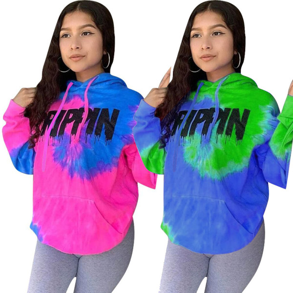 Casual sweater letter printed t-shirt with hood MZ8245