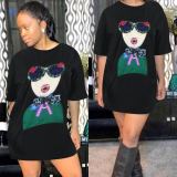 Wholesale Price Women Applique T-Shirt Short Dress KK8029