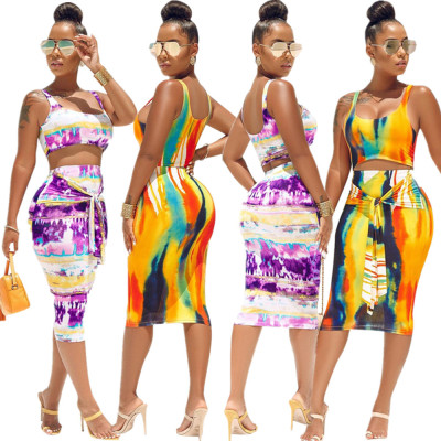 Newest Gradient Color Bodycon Skirt Suits For Daily Wear DN8241