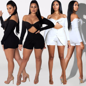 Sexy Women Irregular Split V Collar Sleeveless Jumpsuit XZ2056