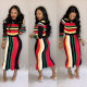 Wholesale Stripe Long Sleeves Multicolor Women Dress SMD1001