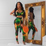 Tie-dye printed vest trousers two-piece TK6013