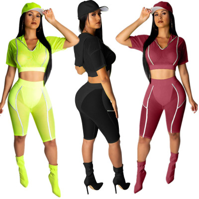 Crop Top Mid Shorts Gym Fitting Women Suits DN8245