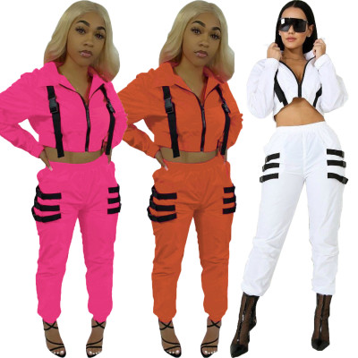 Fashion Sports Outfits Crop Tops+Pants 2 Pieces Sets T3307H