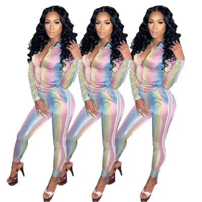 Women's Fashion Ribbon Digital Printing Two Piece Set YS6130