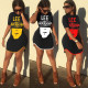 Fashion Pattern Letter Printed Plus Size Bodycon Mini Dress LSN761