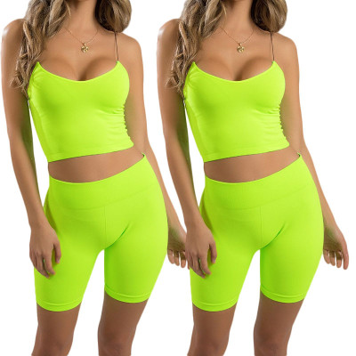 Sling slim short vest high waist five pants suit ZH1065