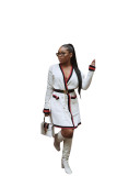 Casual Striped White Cardigans W8151