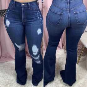 Frayed monkey wash jeans D8386