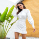 Solid color round neck sexy backless ruffled hip dress D8092J