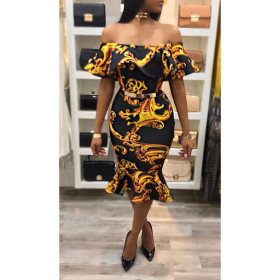 Printed ruffled dress dress skirt MY9125-S658