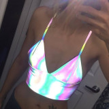 Sexy Deep V Laser Reflective Camisole  T1733920