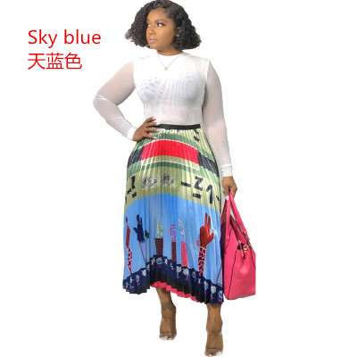 Wholesale Loose Printing Summer Pleated Skirt CCY8137