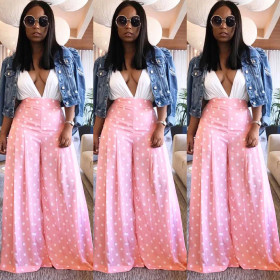Polka Dot High Waist Wide Leg Pants For Women K8765