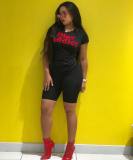 Fashion Joggings Ladies Suits Letter Printing T-Shirt Half Pants W8122