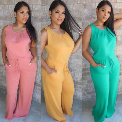 Loose pleated solid color leisure home two-piece suit BN7085