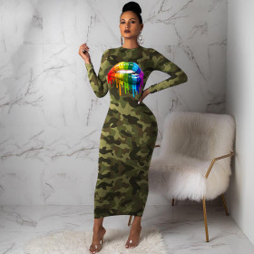 Factory Price Slim Bodycon Plus Size Female Ankle Length Dress MD281