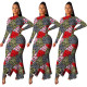 Camouflage Plaid Printed Bodycon Fishtail Dress For Sale ZH5139