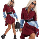 Elegant Plaid Shirt Patchwork Long Sleeve Irregular Dress HHM6124