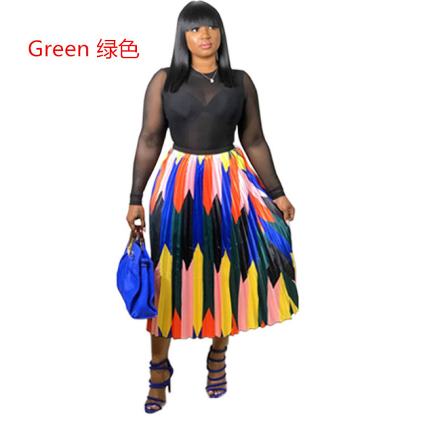 Wholesale Loose Printing Summer Pleated Skirt CCY8137