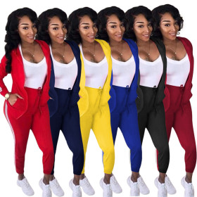 Oversize Stripe Patchwork Two-Piece Casual Hooded Outfits HH8888