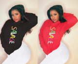 Letters Printing Hooded Top Long Sleeves Women Hoodie LMM8083