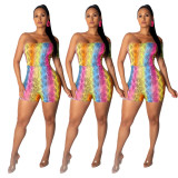 Factory Price Colorful Snake Printing Strapless Jumpsuit AMM8152
