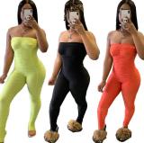 Fashion pleated sexy wrap chest jumpsuit WJ5087