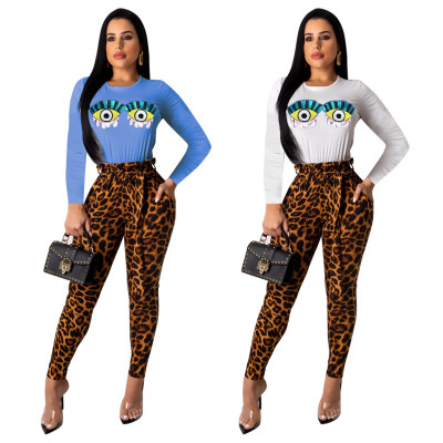 Lovely Slim Round Collar Printing T-Shirt For Women X9199
