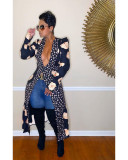 Printed long-sleeved cardigan shirt dress BN032