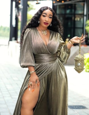Popular Ladies High Waist Split V Neck Shiny Long Dress XHX899