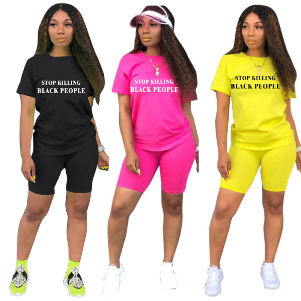 Fashion letter printed sports two-piece suit women SN3787