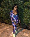 Euramerican Tie Dye Low-Cut Slinky Jumpsuit For Women C2031