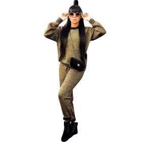 Hot Sale Casual Glitter Shiny Tracksuits LM9023
