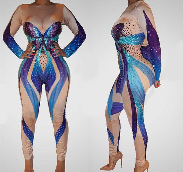 Euramerican Colorful Bodycon Jumpsuit For Women SC492