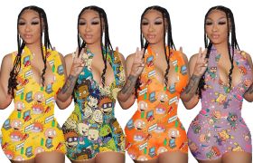 Style Women Fashion Sexy Cartoon Print Jumpsuit YS355