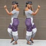 Casual Color Patchwork Elastic Waistband Pants OMM1023