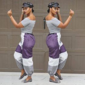 Casual Color Patchwork Elastic Waistband Pants OMM1023