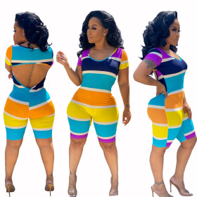 Women's printed halter sexy jumpsuit YX9211