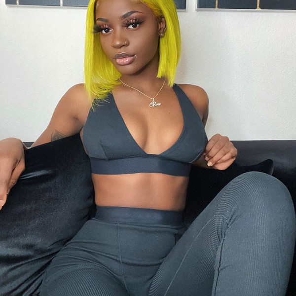 Two-piece sexy V-neck sports yoga suit S062420