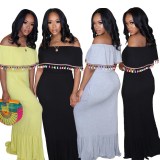 Ruffled word collar tassel + pocket new dress MH8001