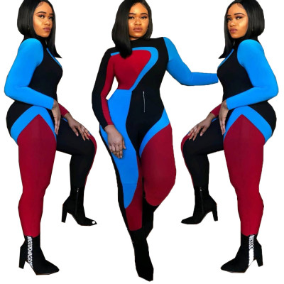 New Colorblock Bodycon Sports Jumpsuits OMY5061