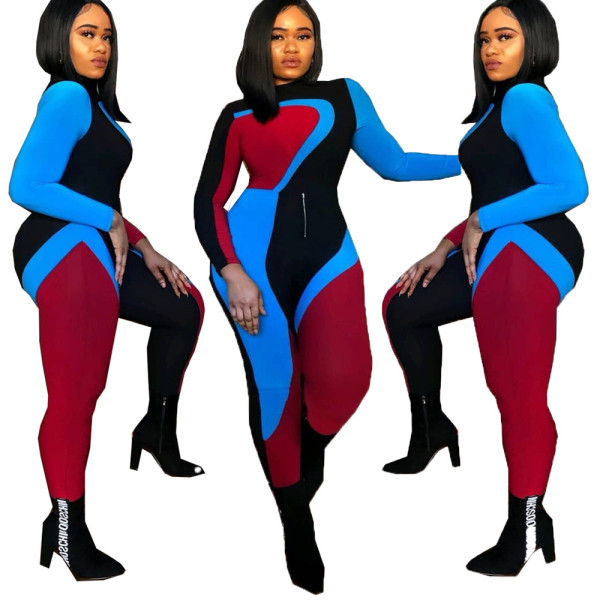 New Colorblock Bodycon Sports Jumpsuits OMY5061