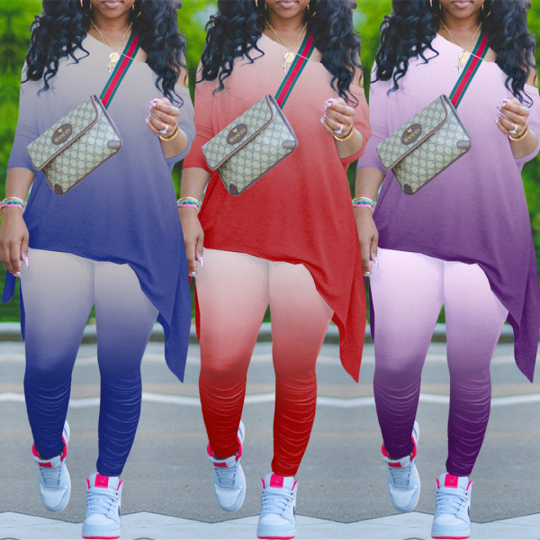 Fashion casual womens clothing loose movement gradient two-piece suit ZH5260