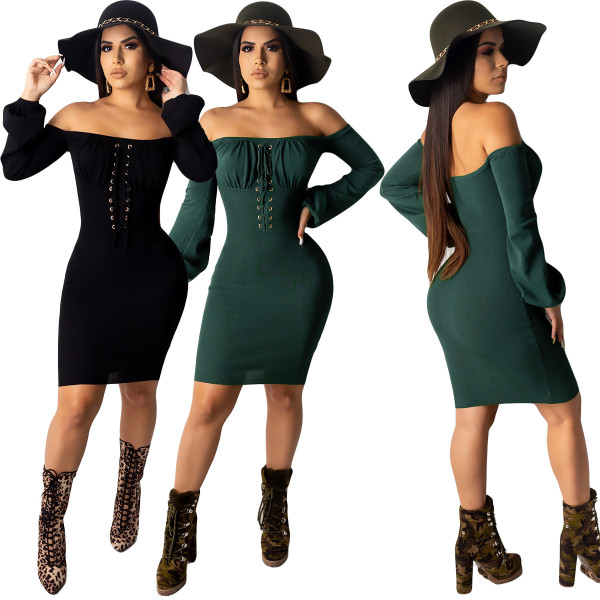 Sexy Pit Studded Hole Long Sleeve Dress YY5138
