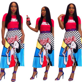 Lovely Digital Printing Pleated Colorful Skirts ALS098