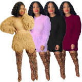 Mature Women Winter New O Neck Long Sleeves Solid Outfits A8526