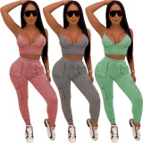 Trendy Plain Color Two-Piece Bodycon Track Suits R6215