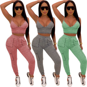 Trendy Plain Color Two-Piece Bodycon Track Suits R6215