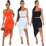 Slim Bodycon Plain Color Skirt Suits For Daily Wear DN8246